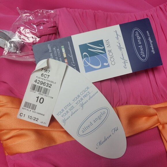 Alfred Angelo Bridesmaid Dress Pink & Orange Strapless Gown NWT - Picture 9 of 11